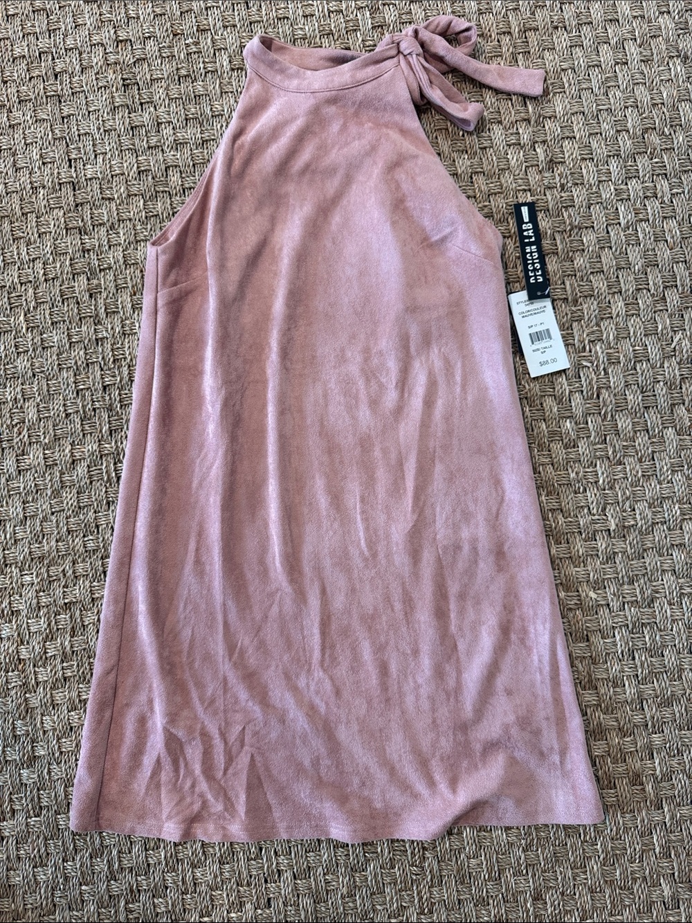 Design Lab Lord & Taylor Mauve Halter Mini Dress with Tie Shoulder size S NWT